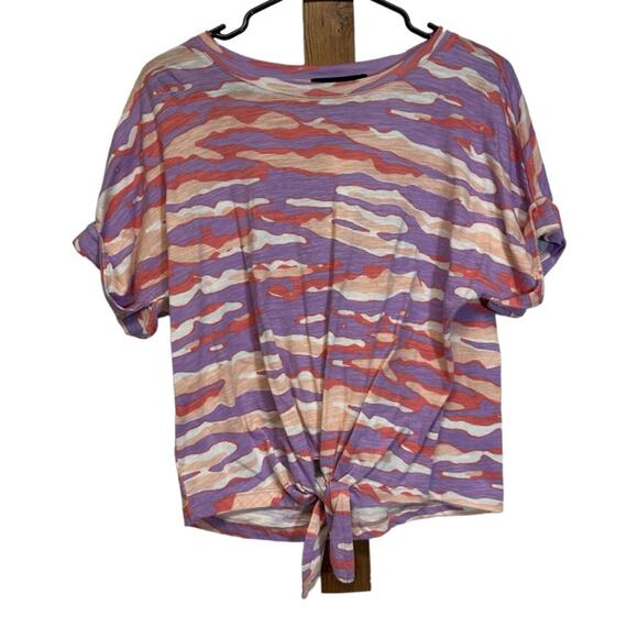 Sanctuary All Day‎ Short Sleeve Tie Tee Shirt in Horizon Camo Size S - Picture 1 of 7